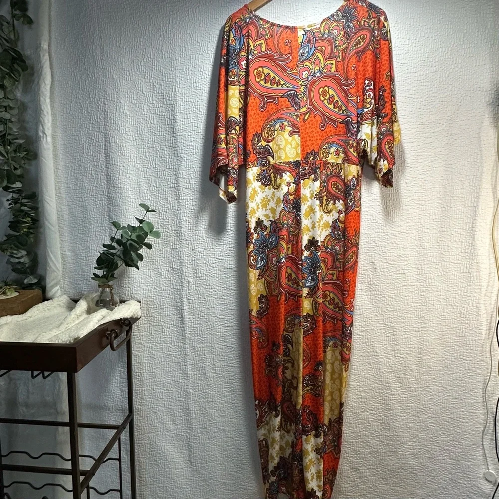 VENUS Asymmetrical Wrap Maxi Dress Red Orange Resort Wear - Picture 4 of 16
